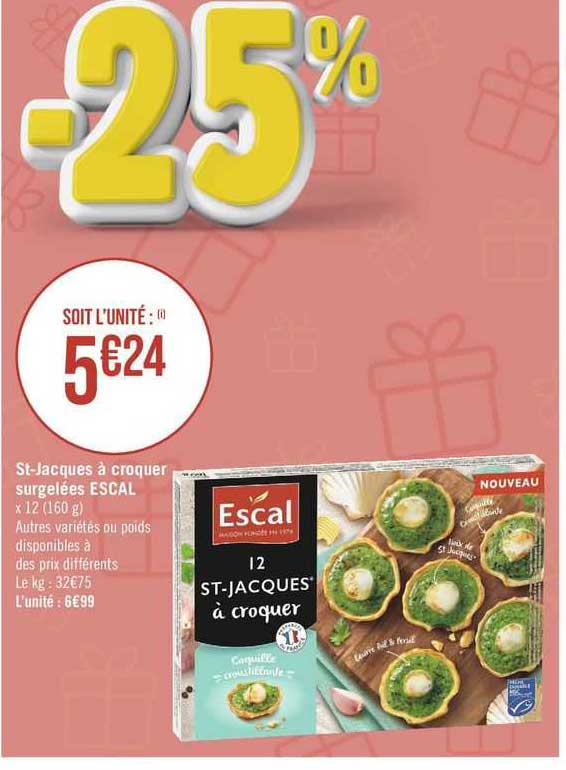 st-jacques à croquer surgelées escal