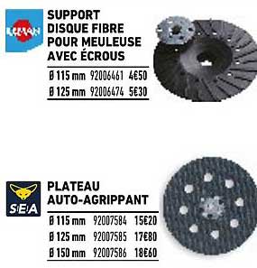 support disque fibre pour meuleuse avec écrous, plateau auto-agrippant sea