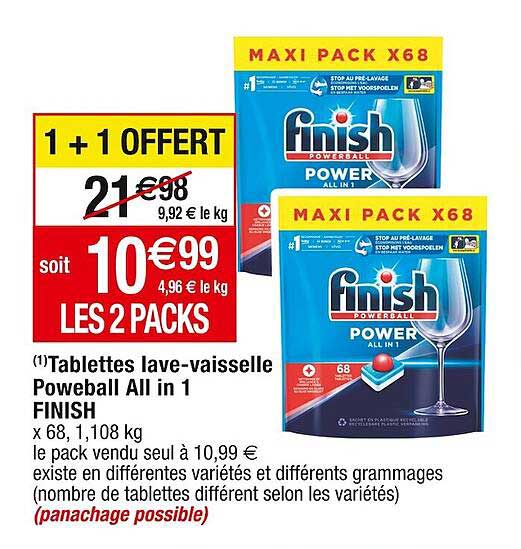 tablettes lave-vaisselle poweball all in 1 finish