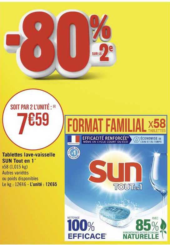 tablettes lave-vaisselle sun tout en 1