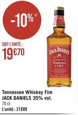 tennessee whiskey fire jack daniels 35% vol.
