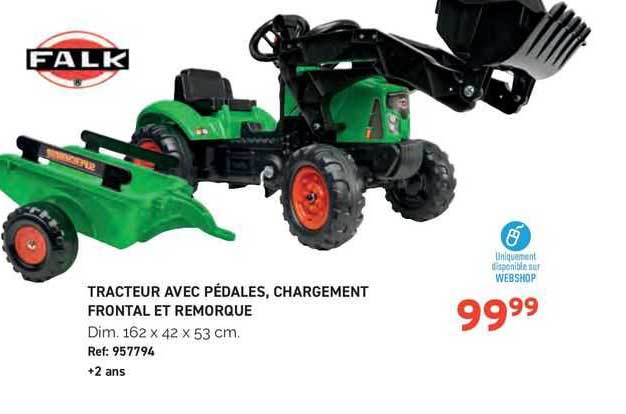 tracteur avec pedales, chargement frontal et remorque