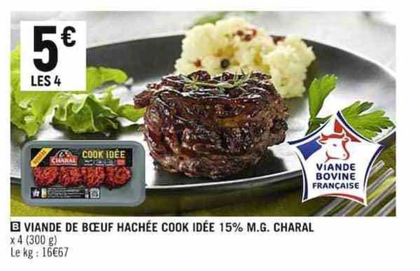 viande de bœuf hachée cook idée 15% m.g. charal