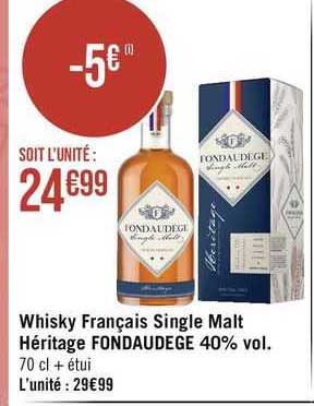 whisky français single malt héritage fondaudège 40% vol.