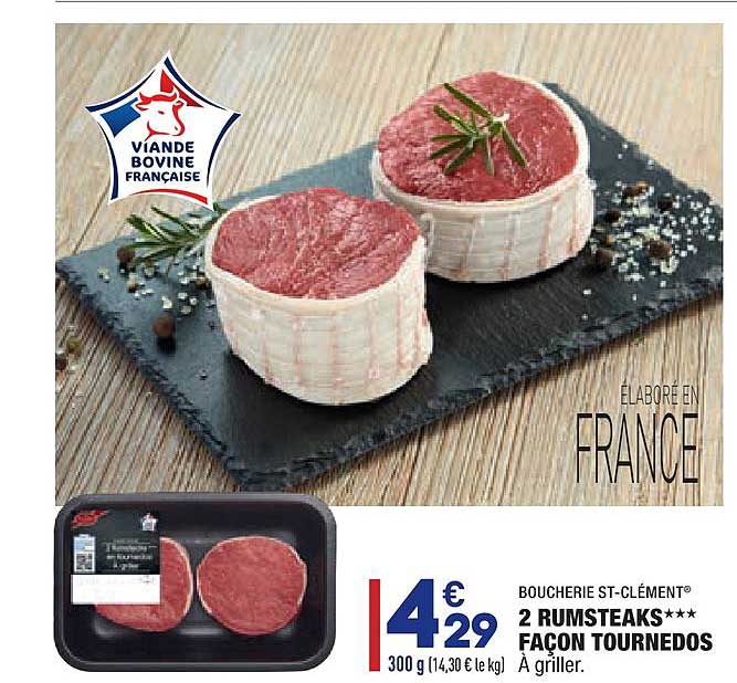2 rumsteaks façon tournedos boucherie st-clément