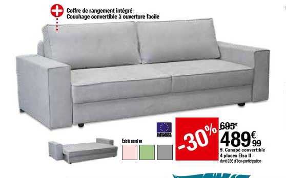 Canapé Convertible 4 Places Elsa Ii