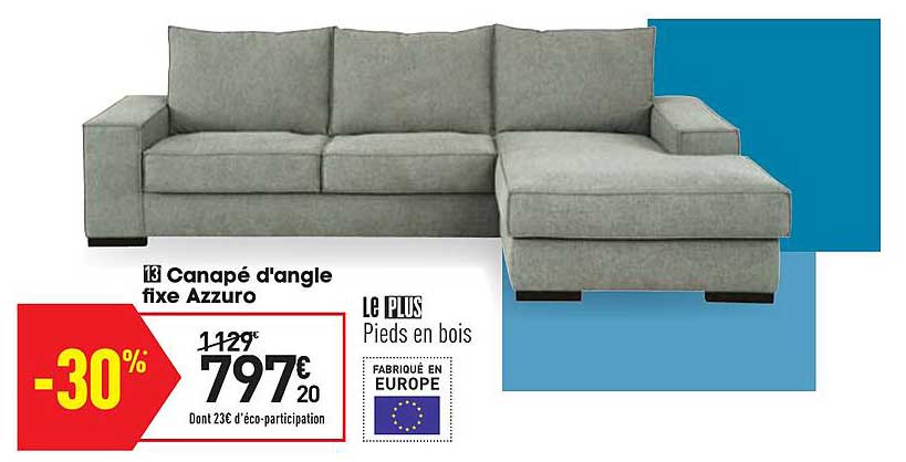 canapé d'angle fixe azzuro