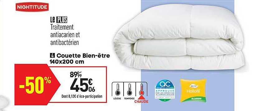 couette bien être 140x200 cm nightitude