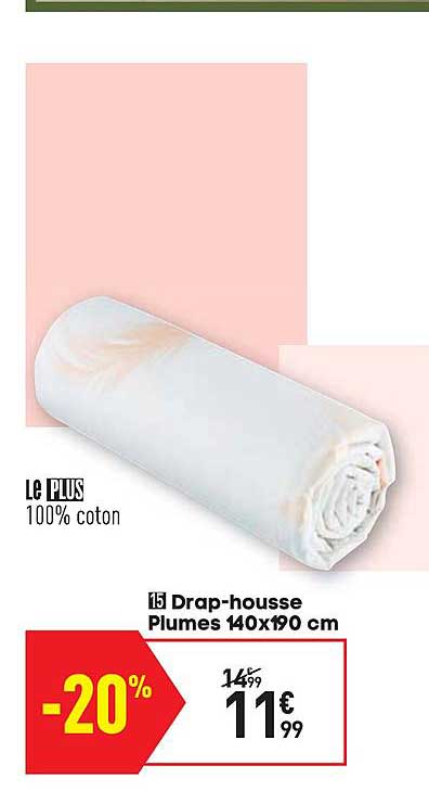 drap housse plumes 140x190 cm
