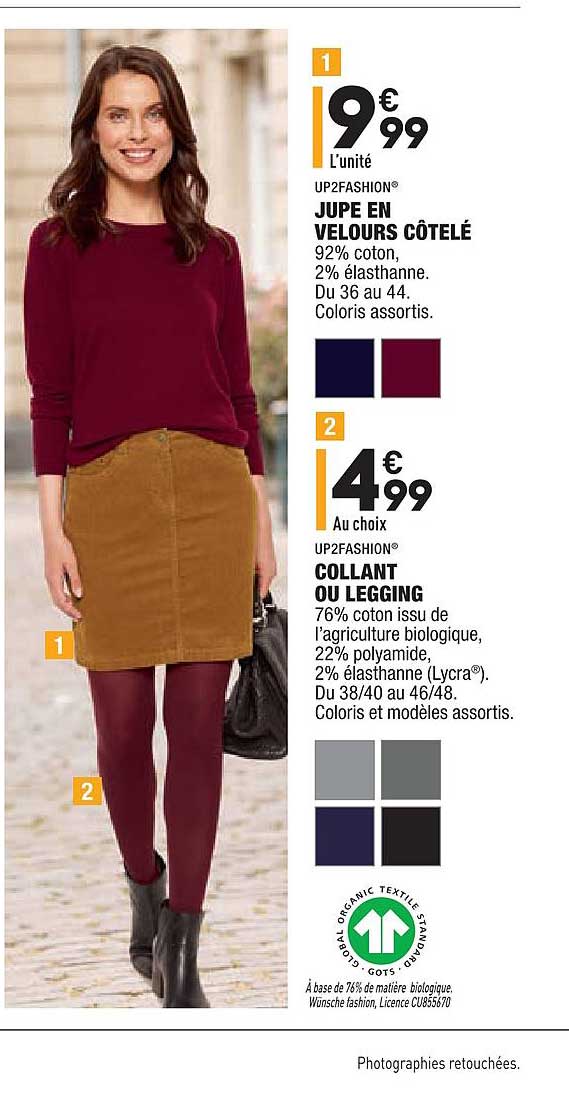 Jupe En Velours Côtelé , Collant Ou Legging Up2fashion