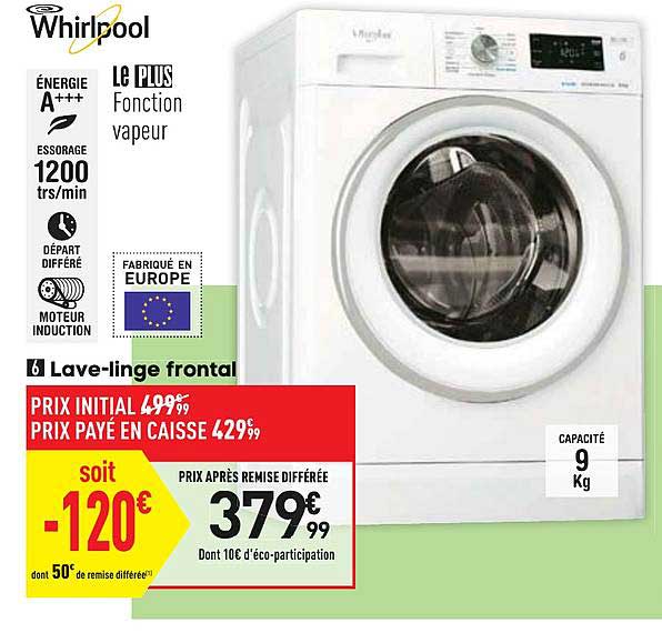 lave linge frontal whirlpool