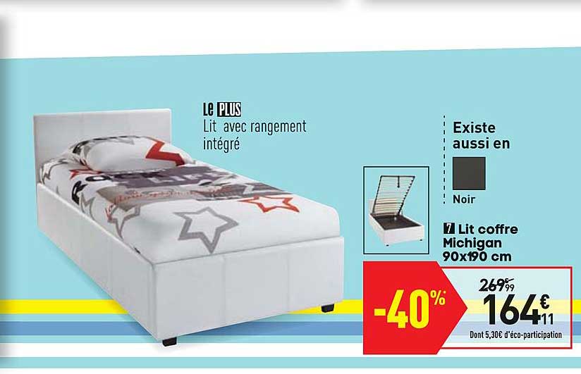 lit coffre michigan 90x190 cm