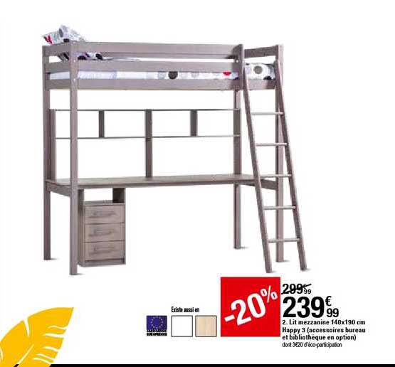 lit mezzanine 140x190 cm happy 3