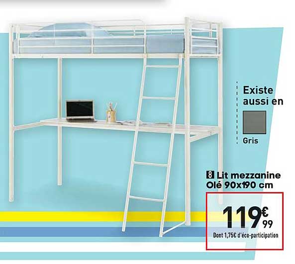 lit mezzanine olé 90x190 cm