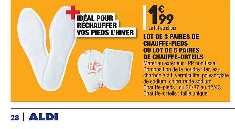 lot de 3 paires de chauffe pieds ou lot de 6 paires de chauffe orteils