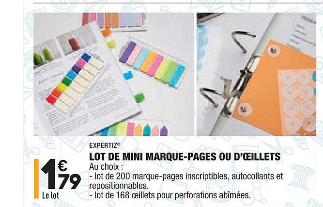 lot de mini marque-pages ou d'œillets expertiz