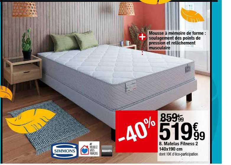 matelas fitness 2 140x190 cm simmons