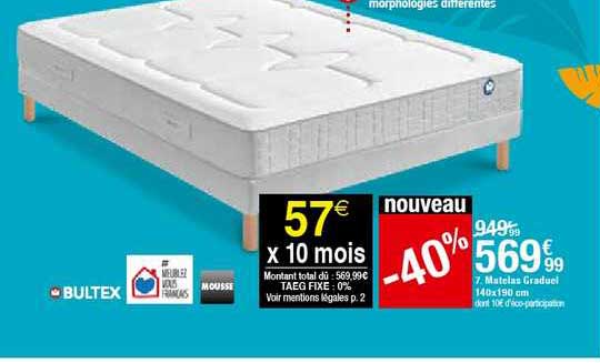 matelas graduel 140x190 cm bultex