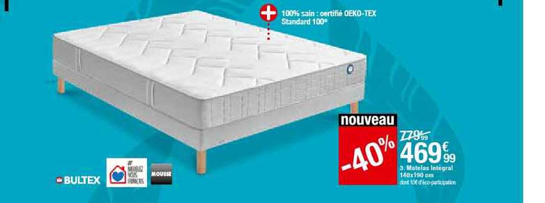 matelas intégral 140x190 cm bultex