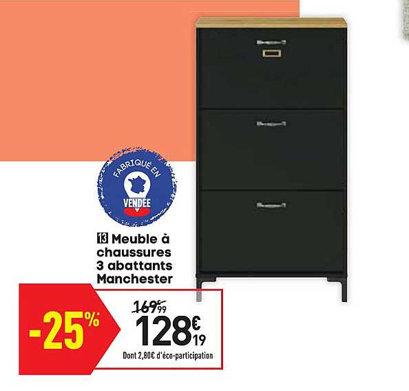 meuble à chaussures 3 abattants manchester