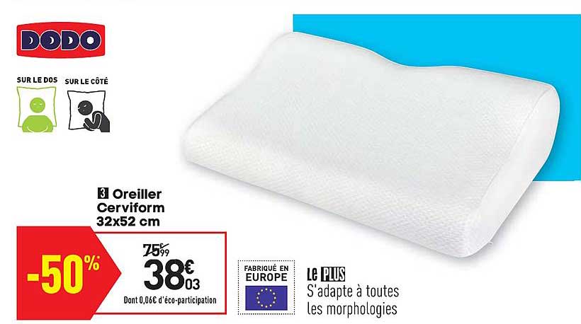 Oreiller Cerviform 32x52 Cm