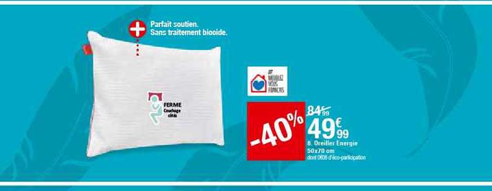 oreiller énergie 50x70 cm