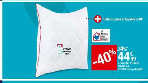 oreiller vitalité 60x60 cm