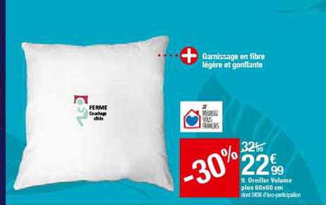 oreiller volume plus 60x60 cm