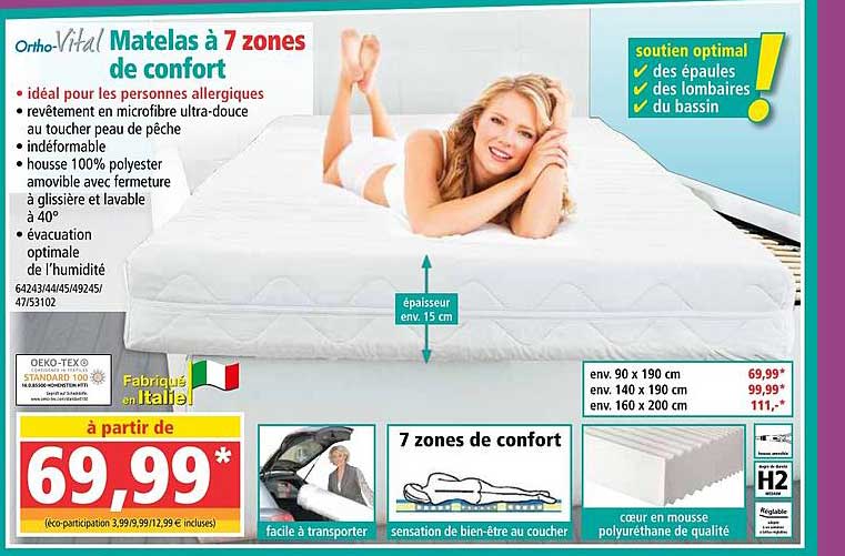 ortho vital matelas à 7 zones de confort