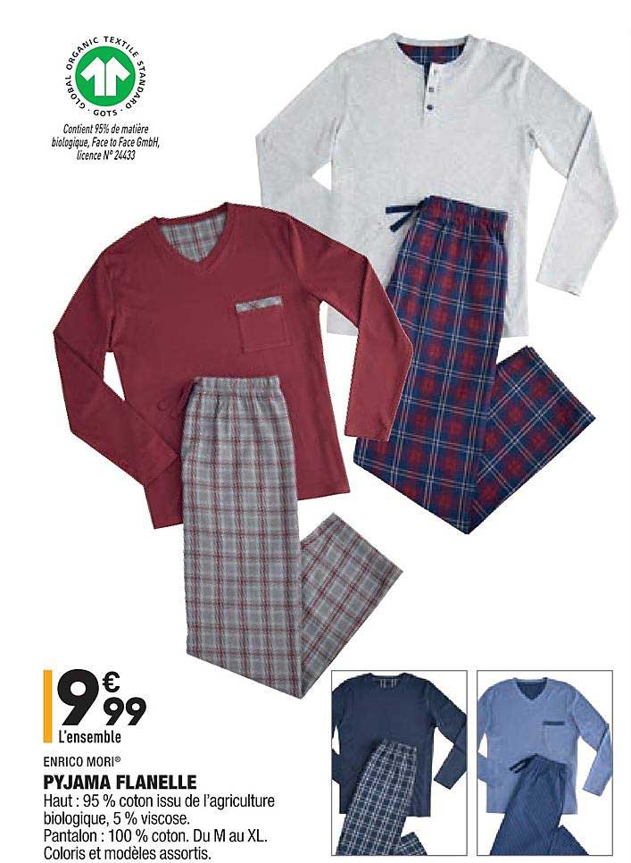 pyjama flanelle enrico mori