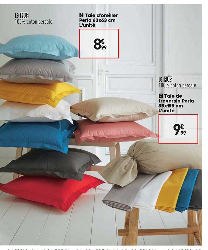 taie d'oreiller perla 63x63 cm taie de traversin perla 85x185 cm