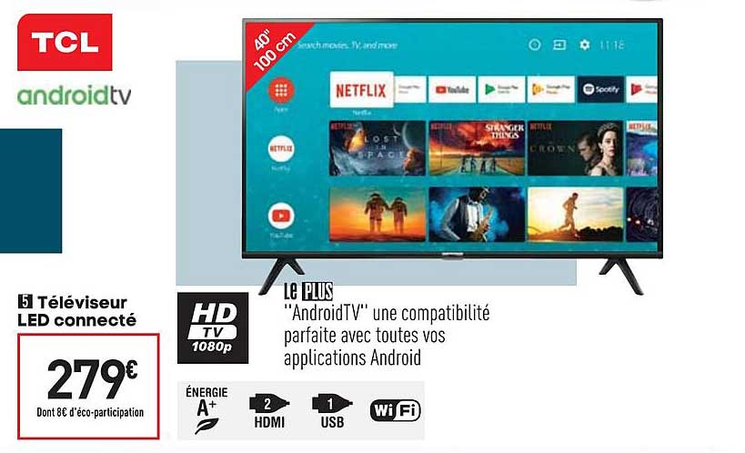 Téléviseur Led Connecté Tcl Androidtv