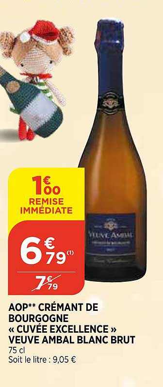 aop crémant de bourgogne «cuvée excellence» veuve ambal blanc brut