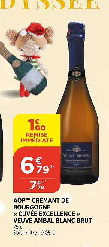 aop crémant de bourgogne «cuvée excellence» veuve ambal blanc brut