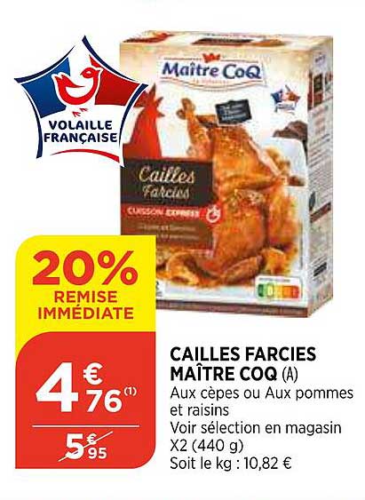 cailles farcies maître coq