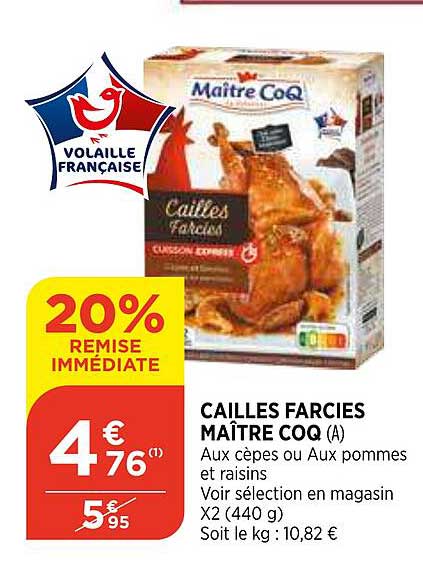 cailles farcies maître coq