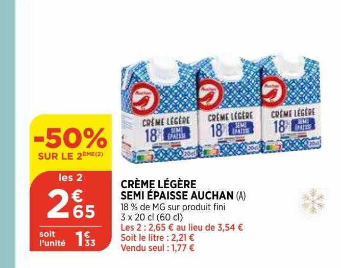 crème légère semi épaisse auchan