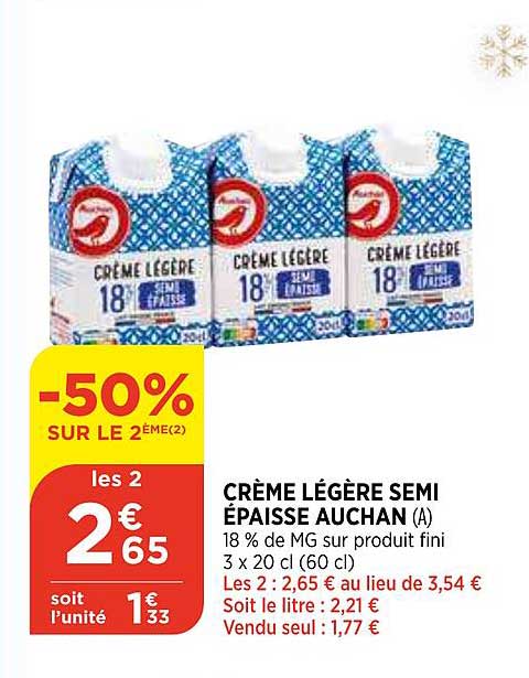 crème légère semi épaisse auchan