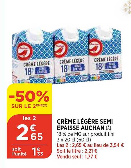 crème légère semi épaisse auchan