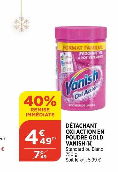 détachant oxi action en poudre gold vanish
