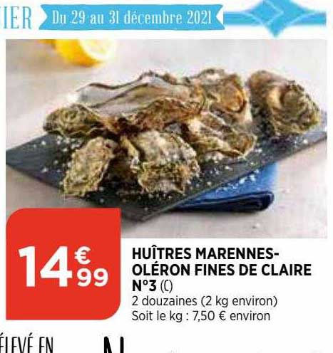 Huîtres Marennes-oléron Fines De Claire N°3