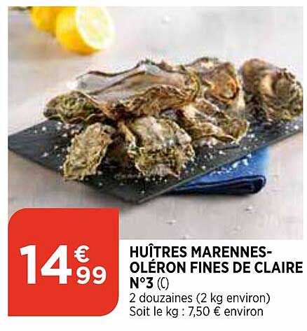 huîtres marennes-oléron fines de claire n°3