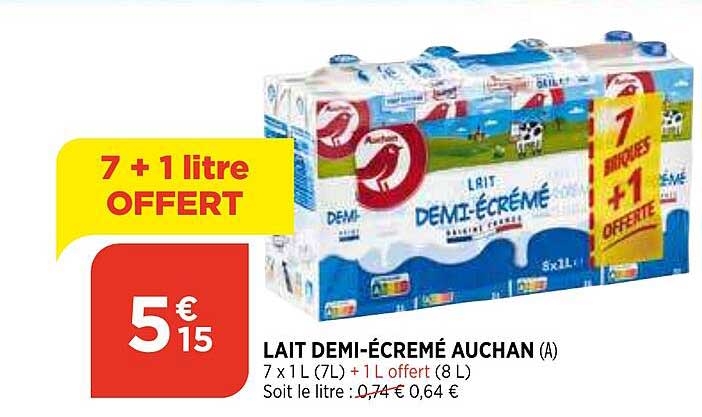 lait demi-écrémé auchan
