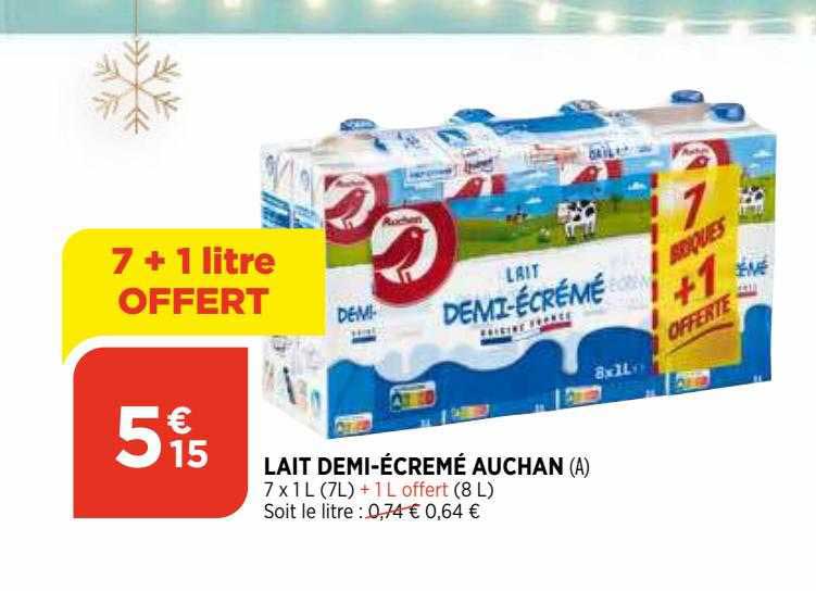 lait demi-écrémé auchan