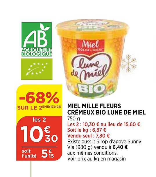 miel mille fleurs crémeux bio lune de miel