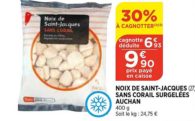 noix de saint-jacques sans corail surgelées auchan