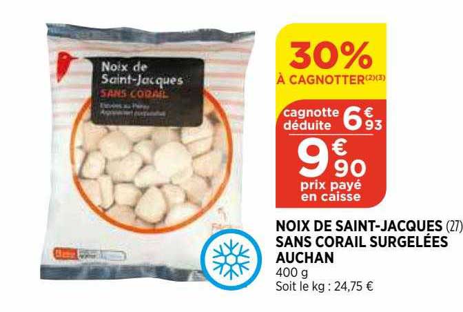noix de saint-jacques sans corail surgelées auchan