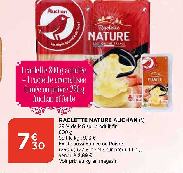 Raclette Nature Auchan