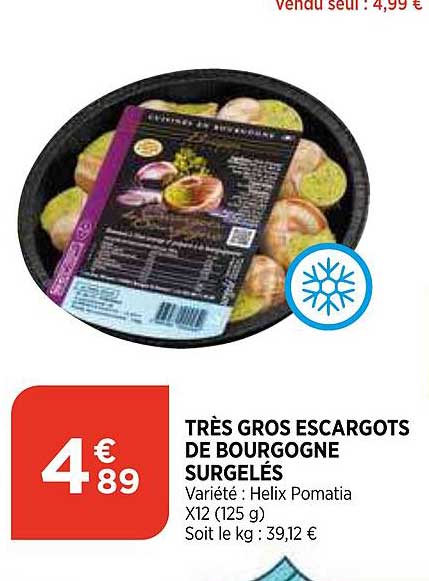 très gros escargots de bourgogne surgelés