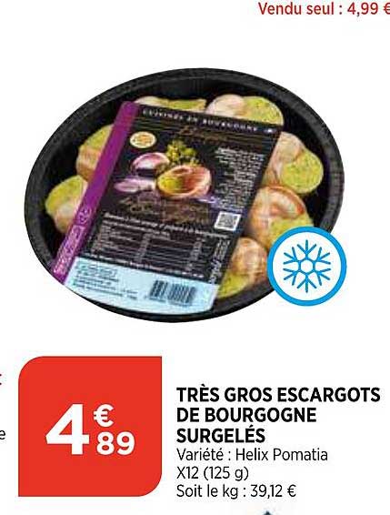 très gros escargots de bourgogne surgelés